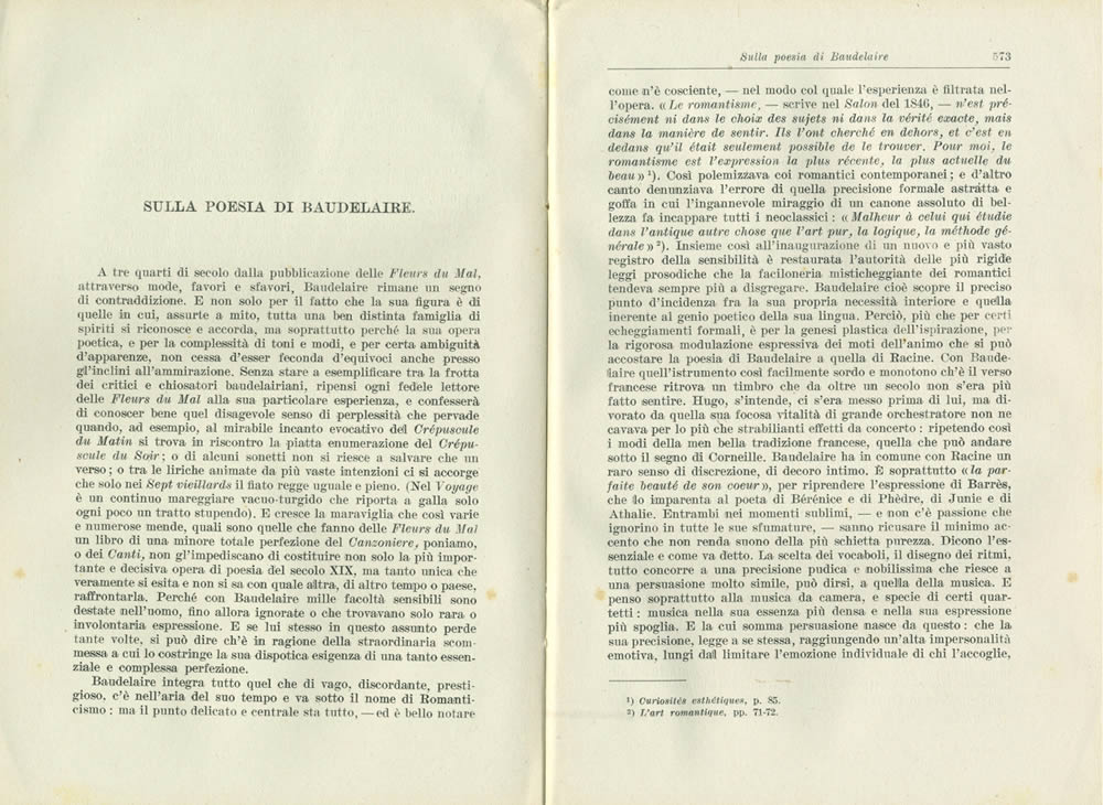 Pègaso, N II novembre 1930, Sulla Poesia di Baudelaire